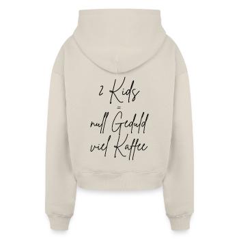 Kids = zero patience, lots of coffee - Cropped Oversized Heavyweight Women's Hoodie - beige - Back - AI Model Female 172 dark (172cm)