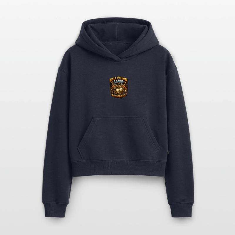Ball Python Dad Bigger Eggs King Python Owner Cropped Oversized Heavyweight Women's Hoodie