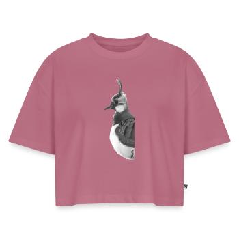 Kiebitz Porträt - Frauen Premium Oversized Bio Cropped T-Shirt - Mauve - Vorne - AI Model Female 172 dark (172cm)