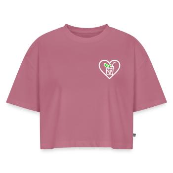 Mojito Herz Cocktail Minze Sommer Getränk - Frauen Premium Oversized Bio Cropped T-Shirt - Mauve - Vorne - AI Model Female 172 dark (172cm)