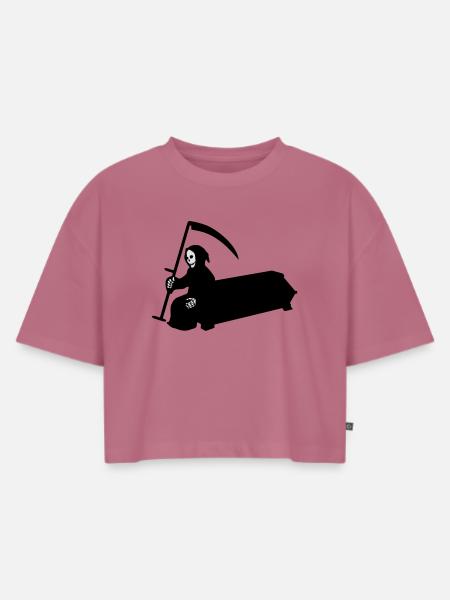 sarg sense halloween - Frauen Premium Oversized Bio Cropped T-Shirt - Mauve