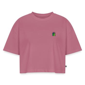 Insekt bestickt - Frauen Premium Oversized Bio Cropped T-Shirt - Mauve - Vorne - AI Model Female 172 dark (172cm)