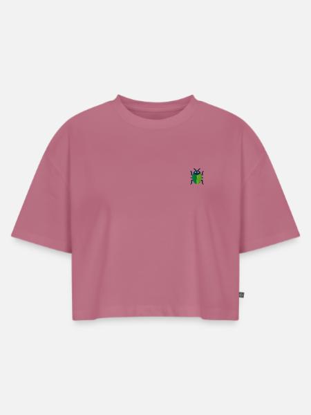 Insekt bestickt - Frauen Premium Oversized Bio Cropped T-Shirt - Mauve