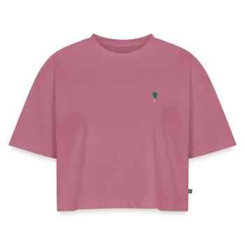 Lauch bestickt - Frauen Premium Oversized Bio Cropped T-Shirt - Mauve - Vorne - AI Model Female 172 dark (172cm)