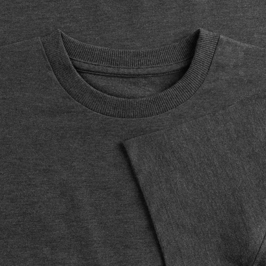 Zermatt badge on a women’s premium oversized organic cropped t-shirt, heather anthracite, neck label
