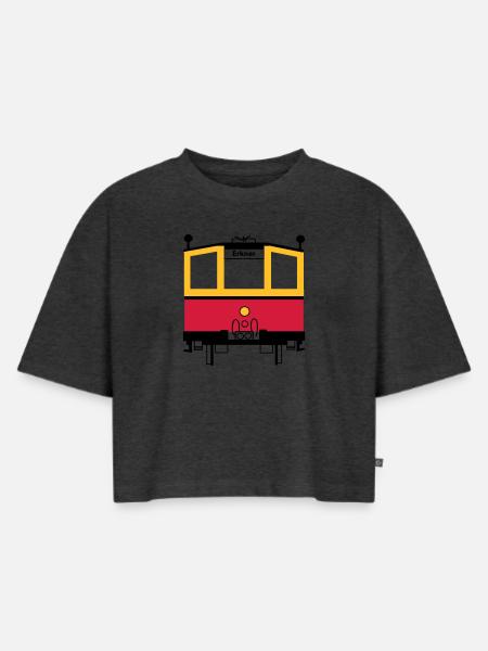 S-Bahn - Frauen Premium Oversized Bio Cropped T-Shirt - Anthrazit meliert