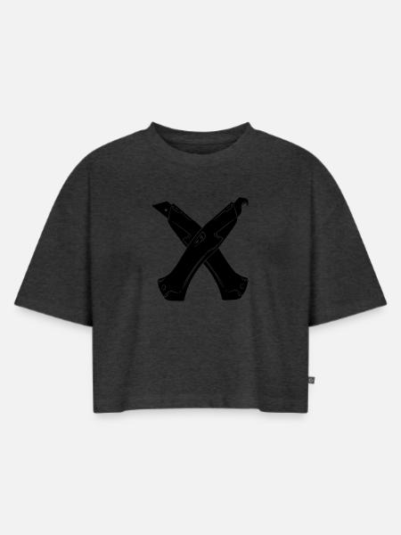 Stanley Messer 5 - Frauen Premium Oversized Bio Cropped T-Shirt - Anthrazit meliert
