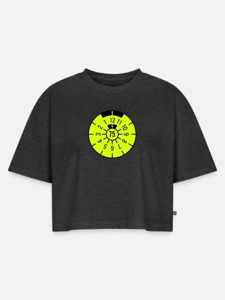 TÜV 1975 - Frauen Premium Oversized Bio Cropped T-Shirt - Anthrazit meliert