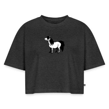 Pony - Women’s Premium Oversized Organic Cropped T-Shirt - heather anthracite - Front - Selfina (174cm)