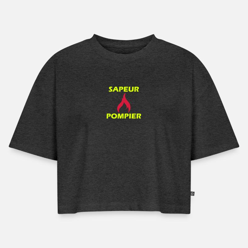sapeur-pompier - Crop top Premium bio Oversize Femme - anthracite chiné