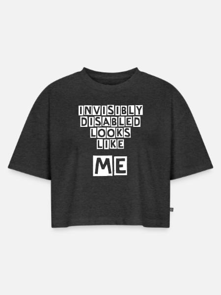 Unsichtbar Behinderte Weiß - Frauen Premium Oversized Bio Cropped T-Shirt - Anthrazit meliert