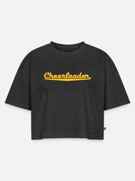 cheerleader - Frauen Premium Oversized Bio Cropped T-Shirt - Anthrazit meliert