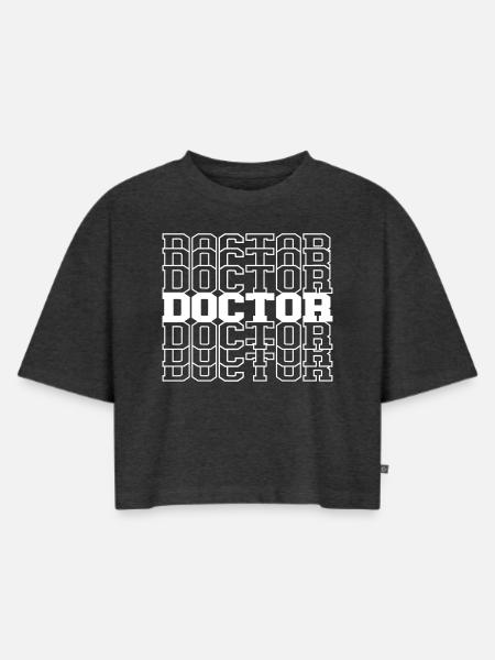 Arzt - Frauen Premium Oversized Bio Cropped T-Shirt - Anthrazit meliert