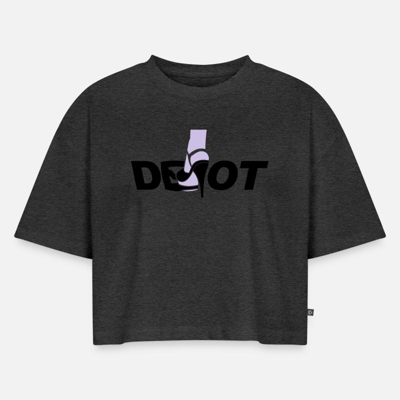 Devot - Frauen Premium Oversized Bio Cropped T-Shirt - Anthrazit meliert