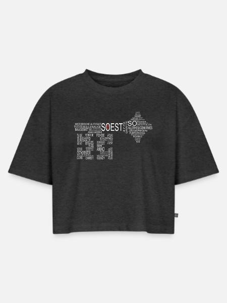 Soester Schlüssel Dunkel - Frauen Premium Oversized Bio Cropped T-Shirt - Anthrazit meliert