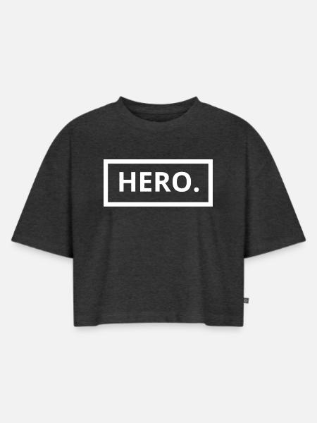 Held - Frauen Premium Oversized Bio Cropped T-Shirt - Anthrazit meliert