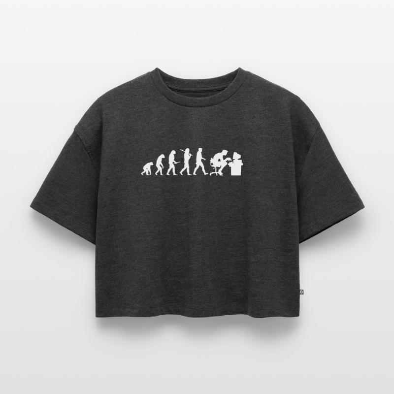 Evolution Computer Nerd! PC Nerd! IT! Technology! Women’s Premium Oversized Organic Cropped T-Shirt