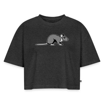 Rat Side Profile Cute Funny Rodent Animal Comic - Women’s Premium Oversized Organic Cropped T-Shirt - heather anthracite - Front - Selfina (174cm)