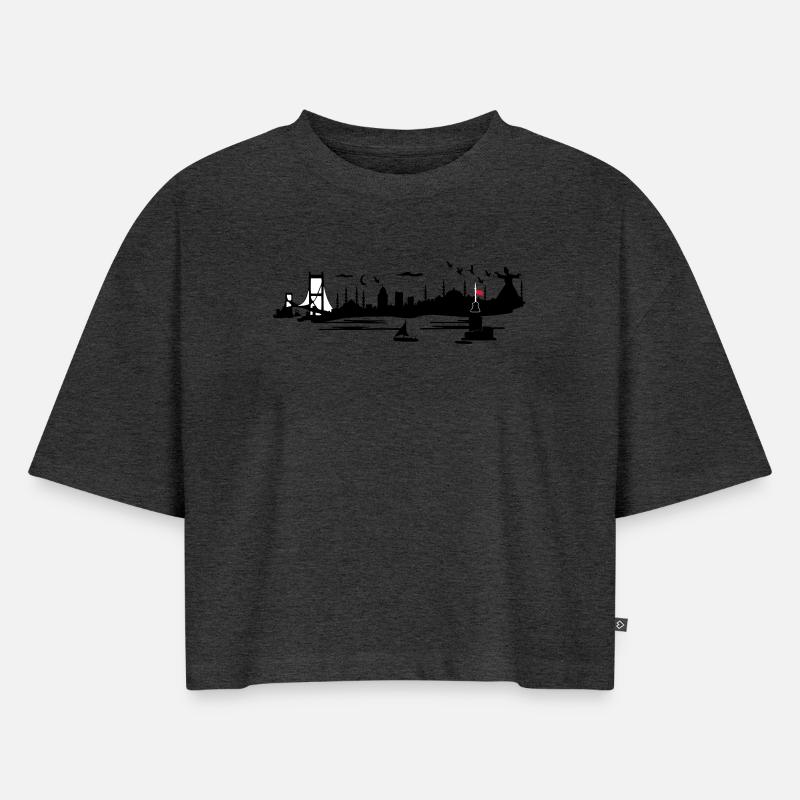 silhouette istanbul - Crop top Premium bio Oversize Femme - anthracite chiné