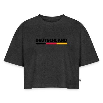Deutschland - Frauen Premium Oversized Bio Cropped T-Shirt - Anthrazit meliert - Vorne - Selfina (174cm)