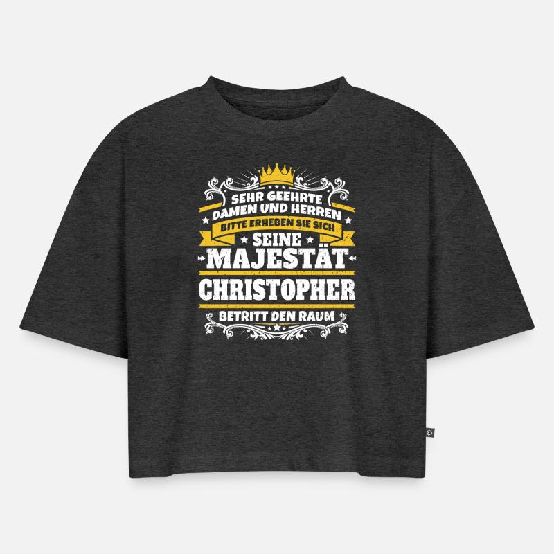 Sa Majesté Christopher - Crop top Premium bio Oversize Femme - anthracite chiné