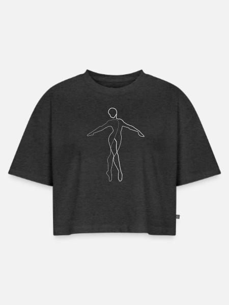 JOSZ DESIGN Dance 1 - Frauen Premium Oversized Bio Cropped T-Shirt - Anthrazit meliert
