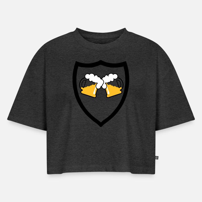 Emblème de bière 3c - Crop top Premium bio Oversize Femme - anthracite chiné