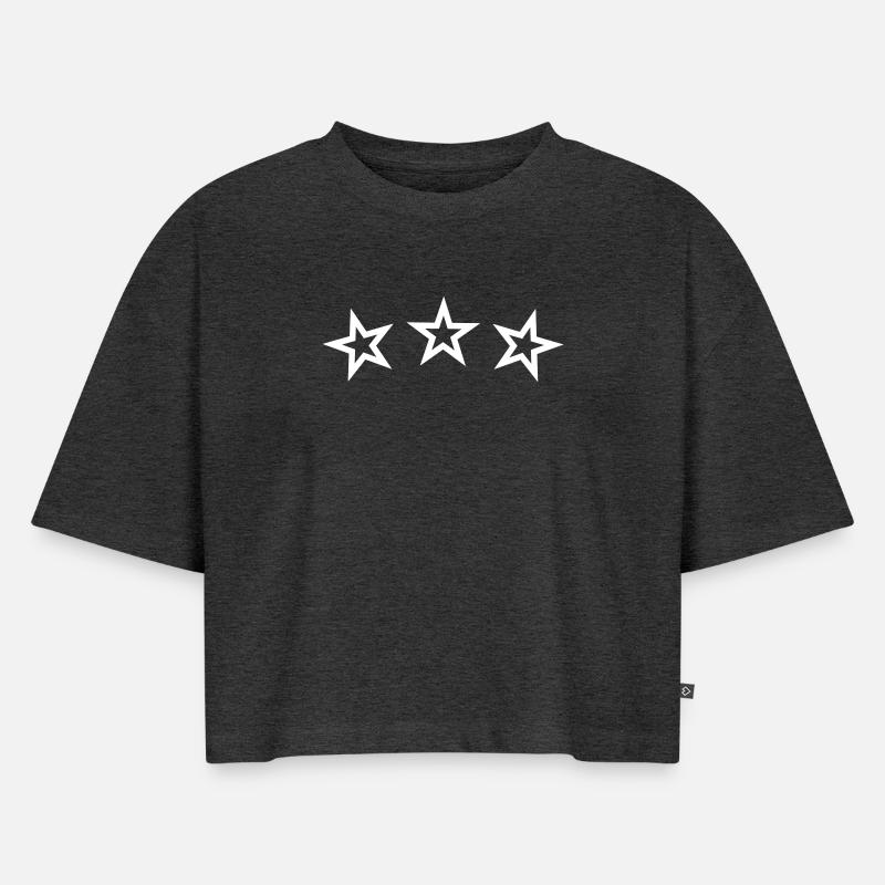 sterne stars sternchen - Frauen Premium Oversized Bio Cropped T-Shirt - Anthrazit meliert