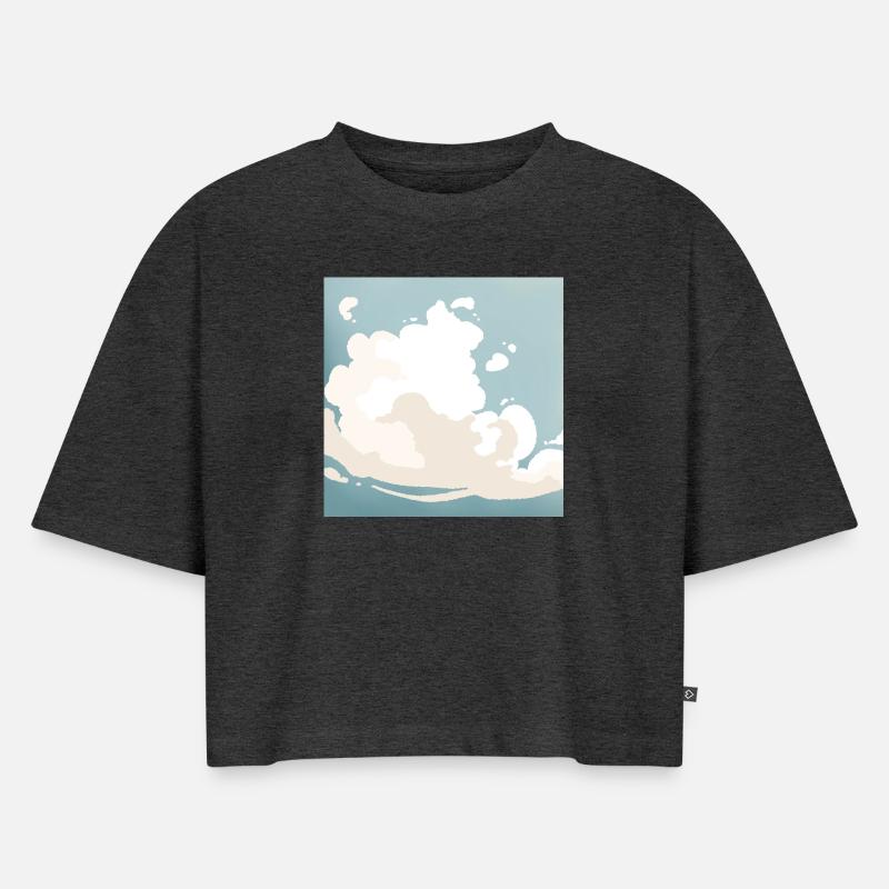 Clouds - Women’s Premium Oversized Organic Cropped T-Shirt - heather anthracite