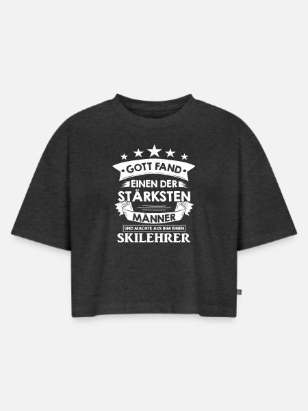 skilehrer - Frauen Premium Oversized Bio Cropped T-Shirt - Anthrazit meliert