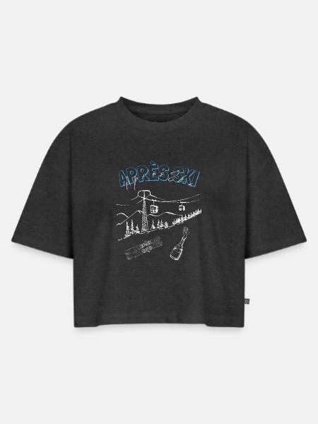 Cooler Unisex-After-Ski-Pullover, Après-Ski - Frauen Premium Oversized Bio Cropped T-Shirt - Anthrazit meliert