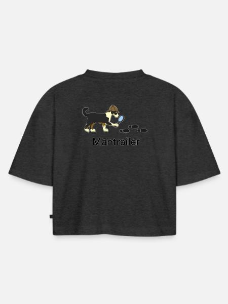 Mantrailing Gingi - Frauen Premium Oversized Bio Cropped T-Shirt - Anthrazit meliert