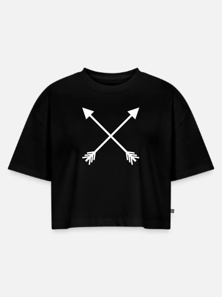 Gekreuzte Pfeile - Frauen Premium Oversized Bio Cropped T-Shirt - Schwarz