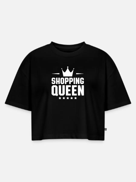 Shopping Queen - Frauen Premium Oversized Bio Cropped T-Shirt - Schwarz