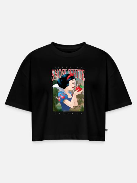 Schneewittchen Profilansicht Mit Rotem Apfel - Frauen Premium Oversized Bio Cropped T-Shirt - Schwarz