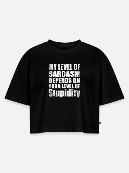 cooles Zitat - Frauen Premium Oversized Bio Cropped T-Shirt - Schwarz