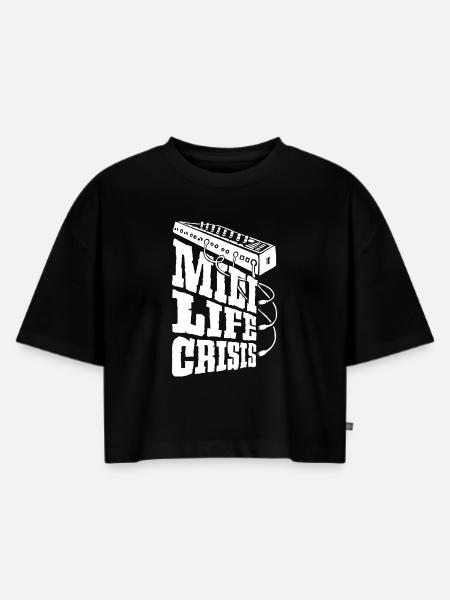 midi-life-crisis-w - Frauen Premium Oversized Bio Cropped T-Shirt - Schwarz