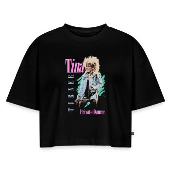 Tina Turner Private Dancer Design - Frauen Premium Oversized Bio Cropped T-Shirt - Schwarz - Vorne - Selfina (174cm)