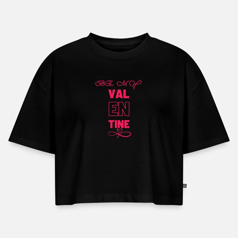 Conception élégante de la typographie de la Saint-Valentin - Crop top Premium bio Oversize Femme - noir