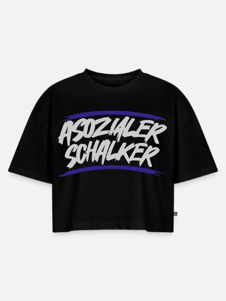 Asozialer Schalker | Gelsenkirchen Schalke - Frauen Premium Oversized Bio Cropped T-Shirt - Schwarz