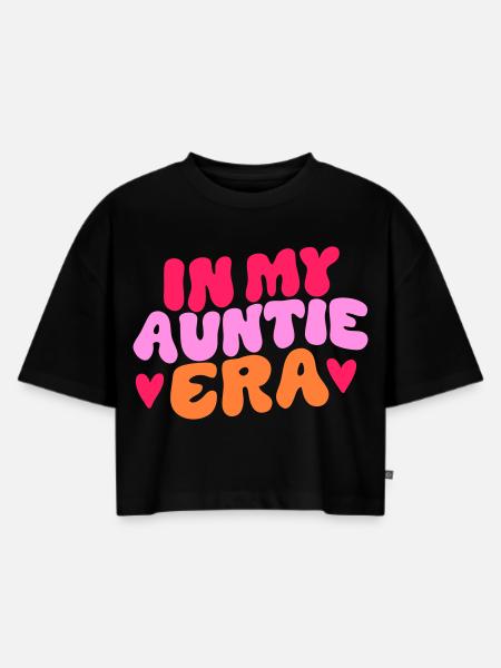 In My Auntie Era Statement - Frauen Premium Oversized Bio Cropped T-Shirt - Schwarz