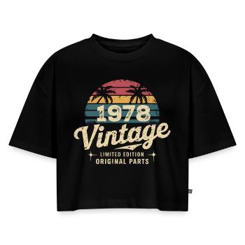 Großartig seit 1978 1978 Geburtstagsgeschenk - Frauen Premium Oversized Bio Cropped T-Shirt - Schwarz - Vorne - Selfina (174cm)