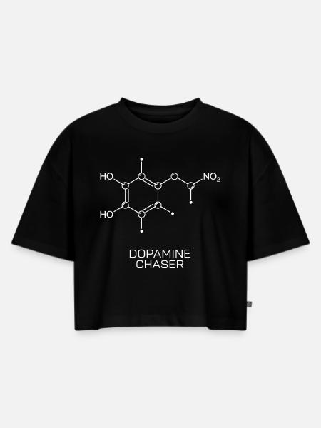 Dopamine Chaser Molekül - Frauen Premium Oversized Bio Cropped T-Shirt - Schwarz