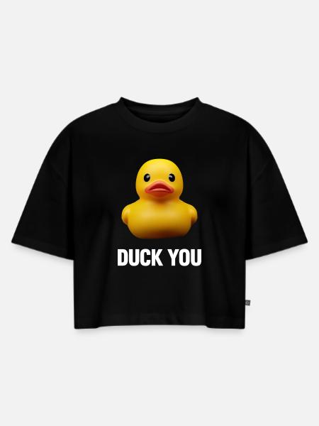 Duck ou - Frauen Premium Oversized Bio Cropped T-Shirt - Schwarz