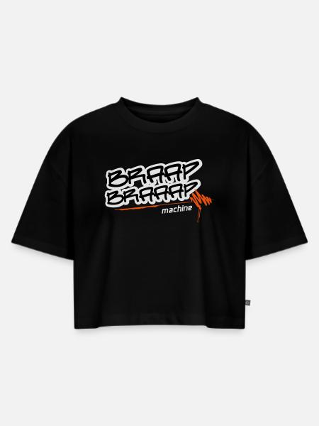 Braap braaap machine - Frauen Premium Oversized Bio Cropped T-Shirt - Schwarz