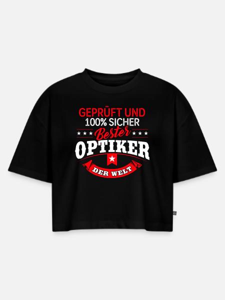Optiker Augenoptiker Feinoptiker Optik - Frauen Premium Oversized Bio Cropped T-Shirt - Schwarz