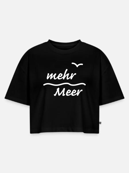 mehr Meer - Frauen Premium Oversized Bio Cropped T-Shirt - Schwarz