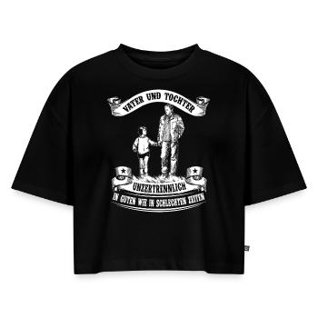 Vater und Tochter - Unzertrennlich - Frauen Premium Oversized Bio Cropped T-Shirt - Schwarz - Vorne - Selfina (174cm)