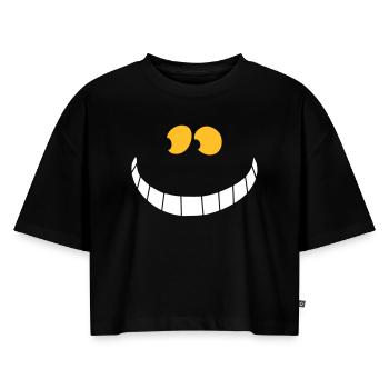 Cheshire Cat - Crop top Premium bio Oversize Femme - noir - Devant - Selfina (174cm)