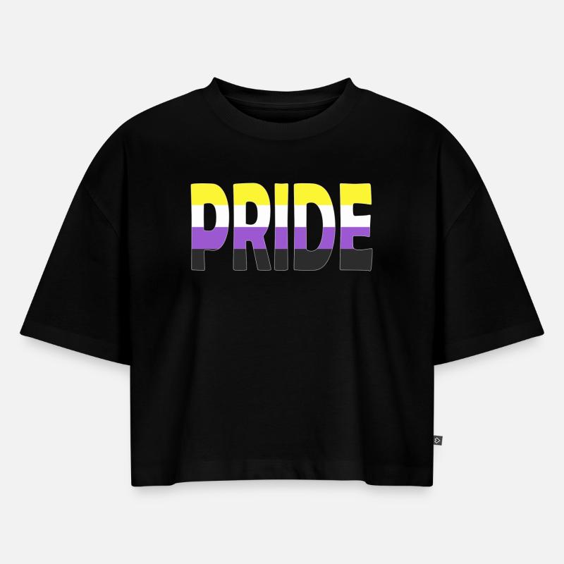 Pride lettering Non-Binary Non-Binary LGBTQ - Women’s Premium Oversized Organic Cropped T-Shirt - black
